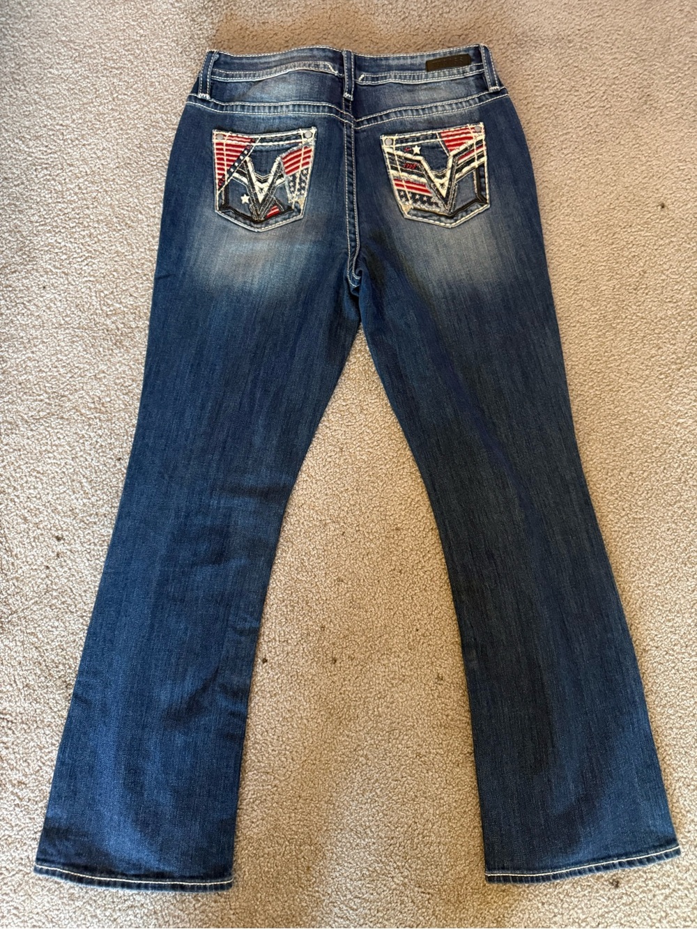 Vigoss Blue Flare Jeans with Whiskered Fade - Picture 2 of 5